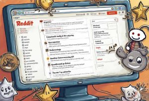 Comic-style Reddit thread with sarcastic flair tags, alt-slang comments, and exaggerated meme elements.