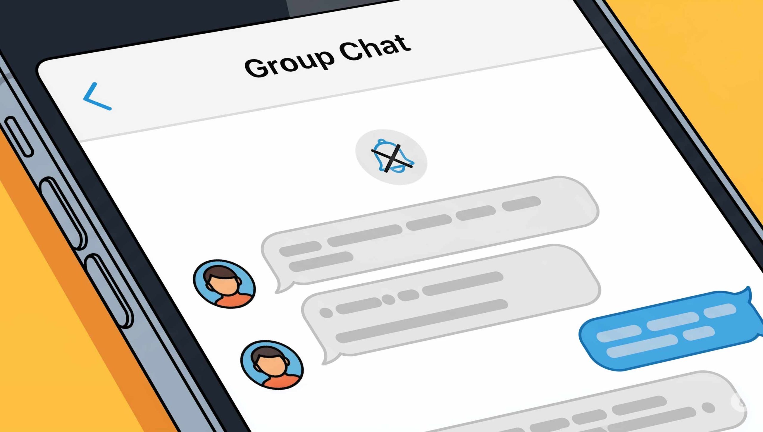 Phone screen showing a muted group chat with no notifications.