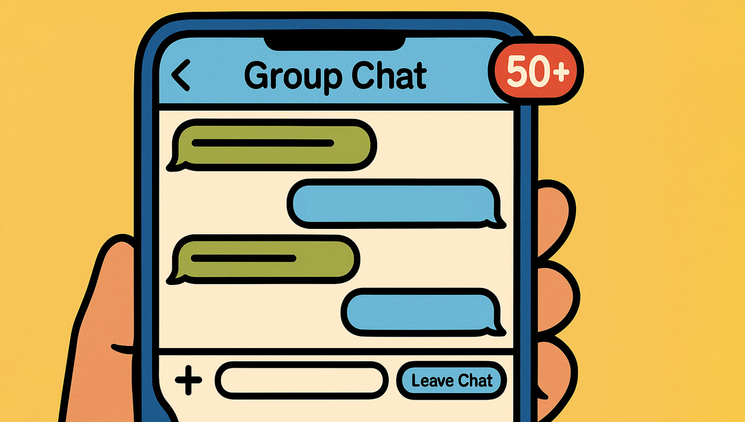 Phone screen showing multiple unread messages in a group chat.